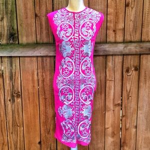 Akaash Mumbai Shift Dress w/Silver Embroidery EUC